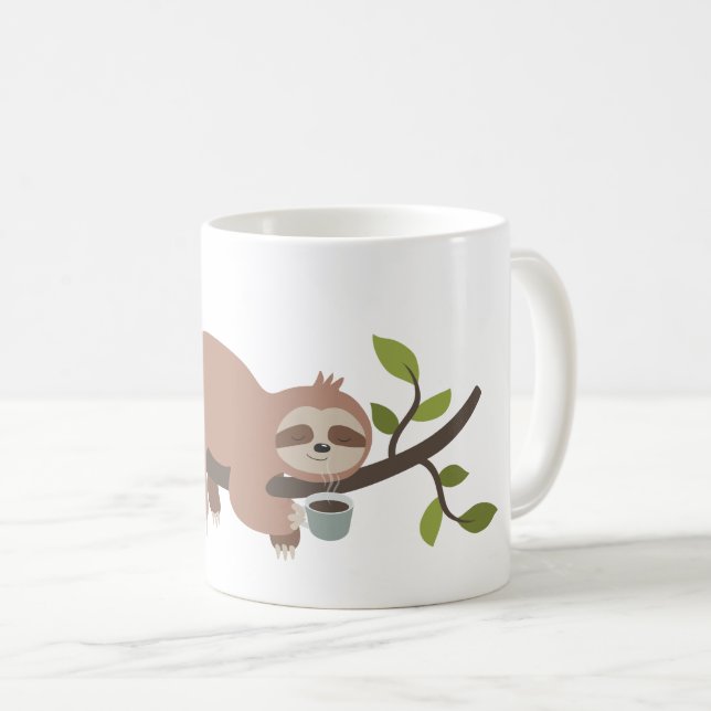 Cute Tecknad Sloth Coffee Mugg (Framsida höger)