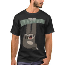 Cute Tecknad Sloth Dangling från Gren T-Shirt