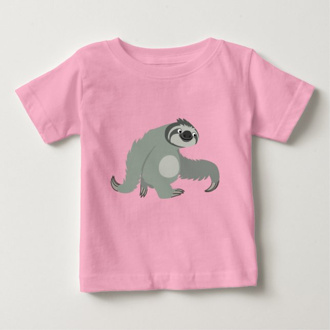 Cute Tecknad Sloth i ett snabbt Baby T-Shirt (Framsida)