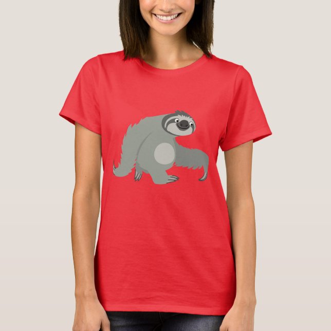 Cute Tecknad Sloth i ett snabbt "Women T-Shirt" T Shirt (Framsida)