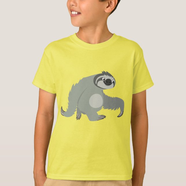 Cute Tecknad Sloth in a Skynda Children T-Shirt (Framsida)