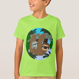 Cute Tecknad Sloth och Pojke Shirts T Shirt
