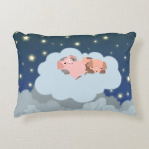 Cute Tecknad Slumating Piglets accent Pillow Prydnadskudde