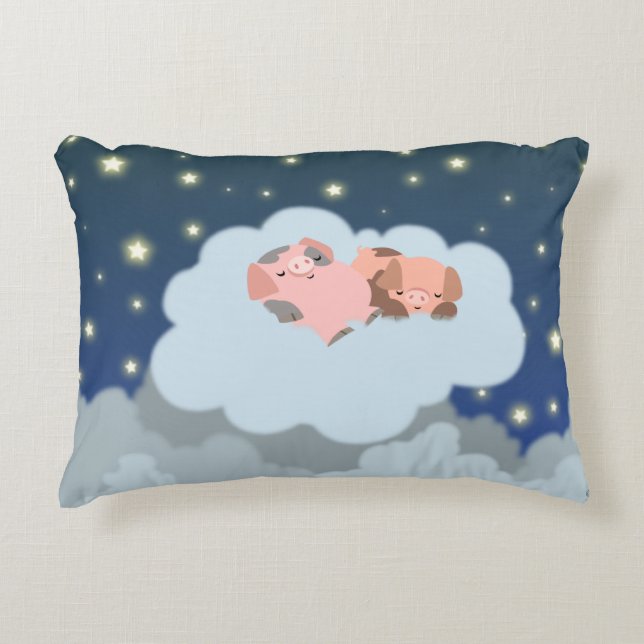 Cute Tecknad Slumating Piglets accent Pillow Prydnadskudde (Framsidan)