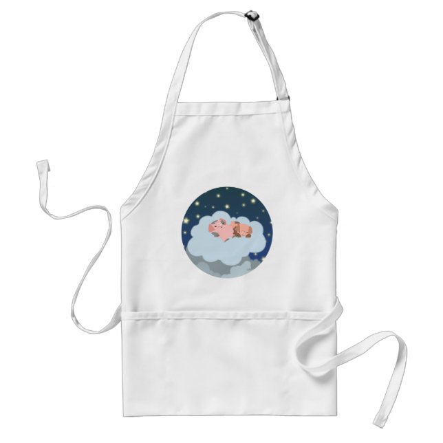 Cute Tecknad Slumating Piglets Apron Förkläde (Framsidan)