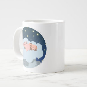 Cute Tecknad Slumating Piglets Jumbo Mugg