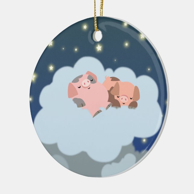Cute Tecknad Slumating Piglets Ornamet Julgransprydnad Keramik (Vänster)