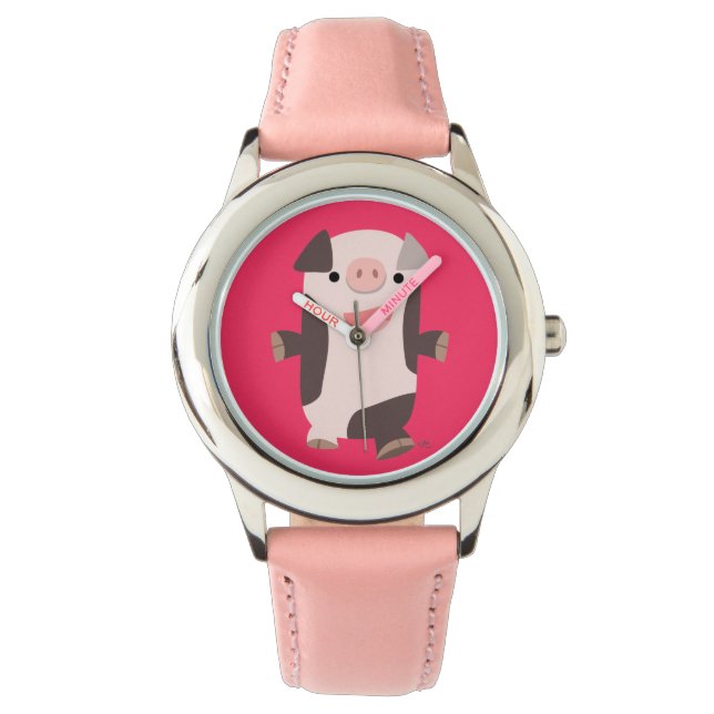 Cute Tecknad Smilande Gris Watch Armbandsur (Framsida)