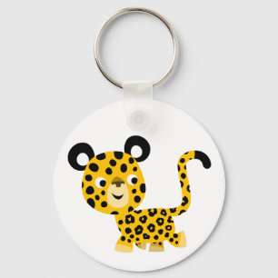 Cute Tecknad Smilde Leopard Keychain Nyckelring
