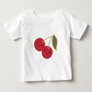 Cute Tecknad Smiling Kawaii Cherries Tee Shirt