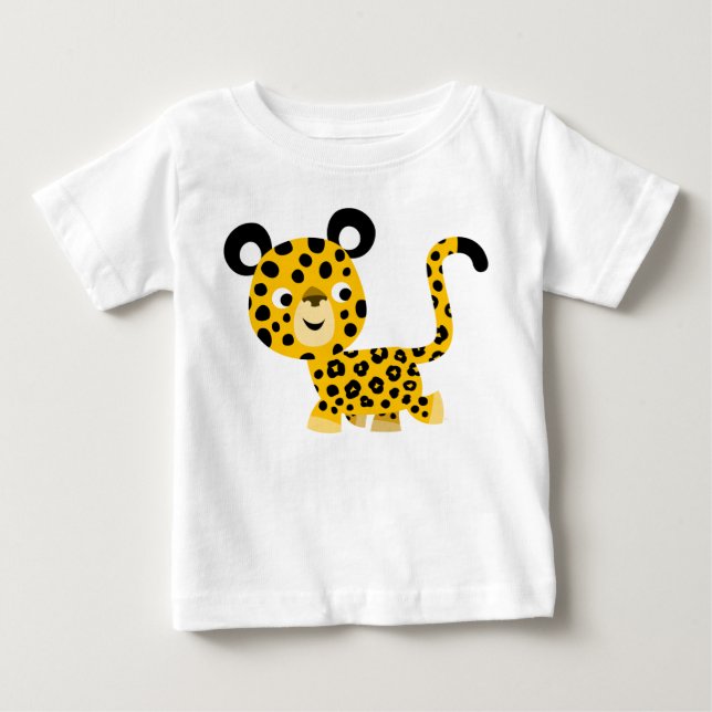 Cute Tecknad Smiling Leopard Baby T-Shirt (Framsida)