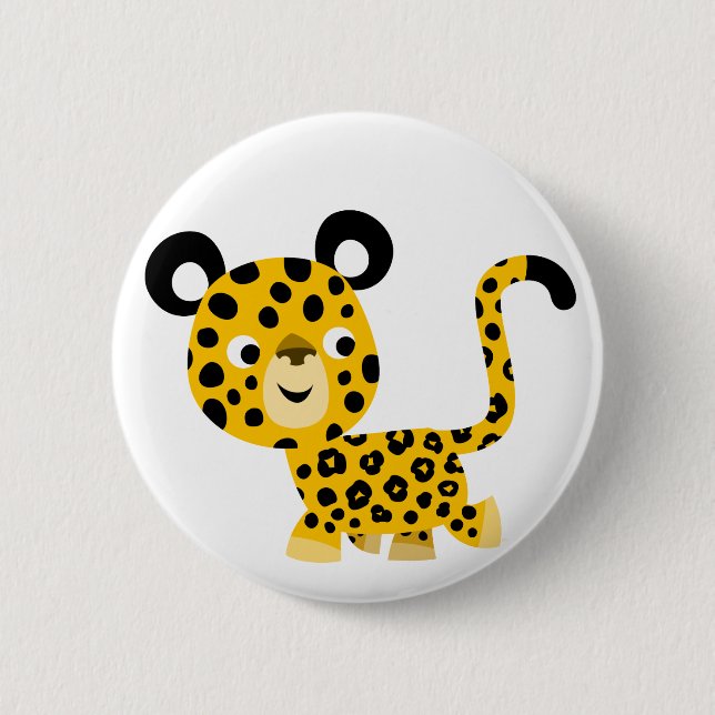 Cute Tecknad Smiling Leopard Button Badge Knapp (Framsida)