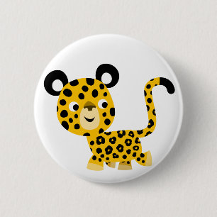 Cute Tecknad Smiling Leopard Button Badge Knapp