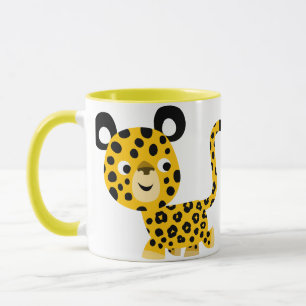 Cute Tecknad Smiling Leopard Mugg
