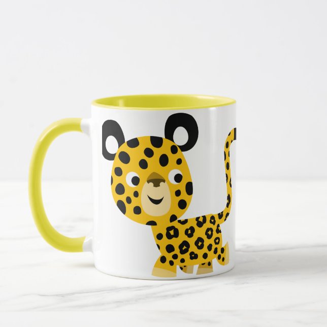 Cute Tecknad Smiling Leopard Mugg (Vänster)