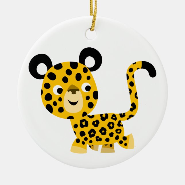 Cute Tecknad Smiling Leopard Ornament (Framsidan)
