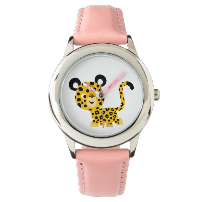 Cute Tecknad Smiling Leopard Watch Armbandsur (Framsida)