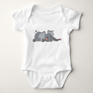 Cute Tecknad Sneaky Elephant Baby Tee