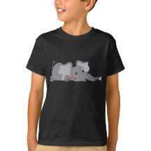 Cute Tecknad Sneaky Elephant Children T-Shirt