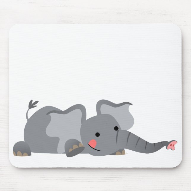 Cute Tecknad Sneaky Elephant Mousepad Musmatta (Framsidan)