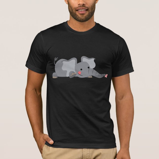 Cute Tecknad Sneaky Elephant T-Shirt (Framsida)