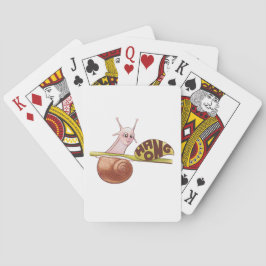 Cute Tecknad Snigel på en anläggning med positivt  Casinokort