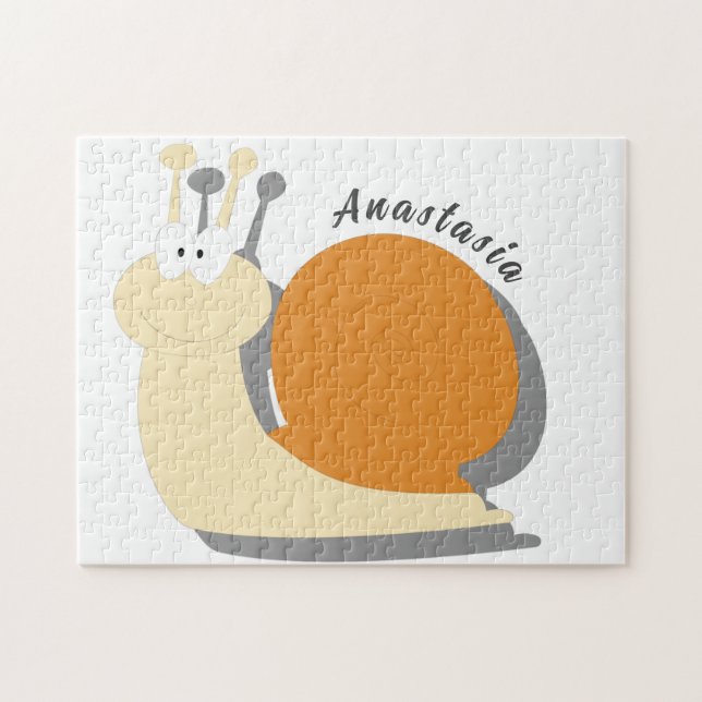 Cute Tecknad Snigel Personlig Jigszle Puzzle Pussel (Horisontell)