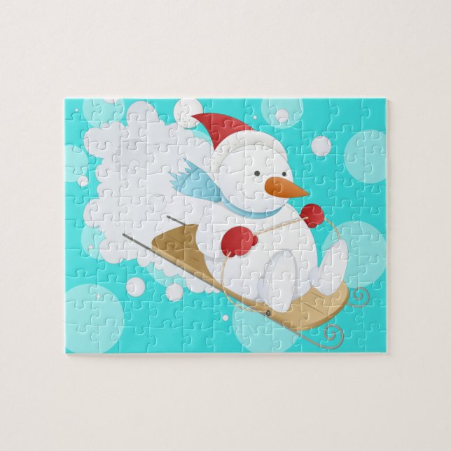 Cute Tecknad Snö Man Pussel (Horisontell)