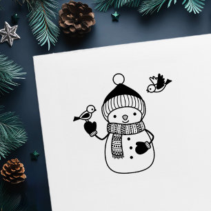 Cute Tecknad Snögubbe i nitrat Hat och Scarf Självfärgande Stämpel