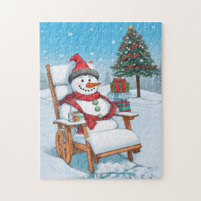 Cute Tecknad Snögubbe Pussel (Vertikal)