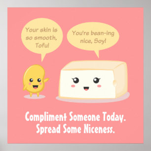 Cute Tecknad - Soy Bean-komplimanger Tofu Poster