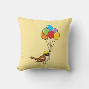 Cute Tecknad Sparrow med ballonger Kudde