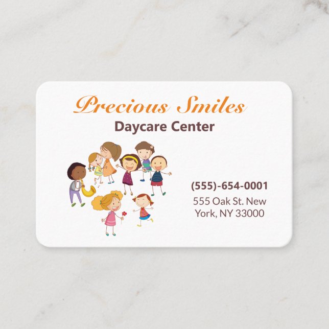 Cute Tecknad Spelar barn dagvård Barnomsorg Visitkort (Framsida)
