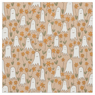 Cute Tecknad Spöken i Garden Halloween Tyg