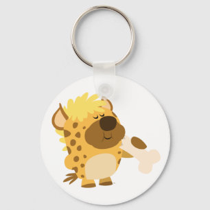 Cute-Tecknad Spot Hyena Krossar en benfri Nyckelri Nyckelring