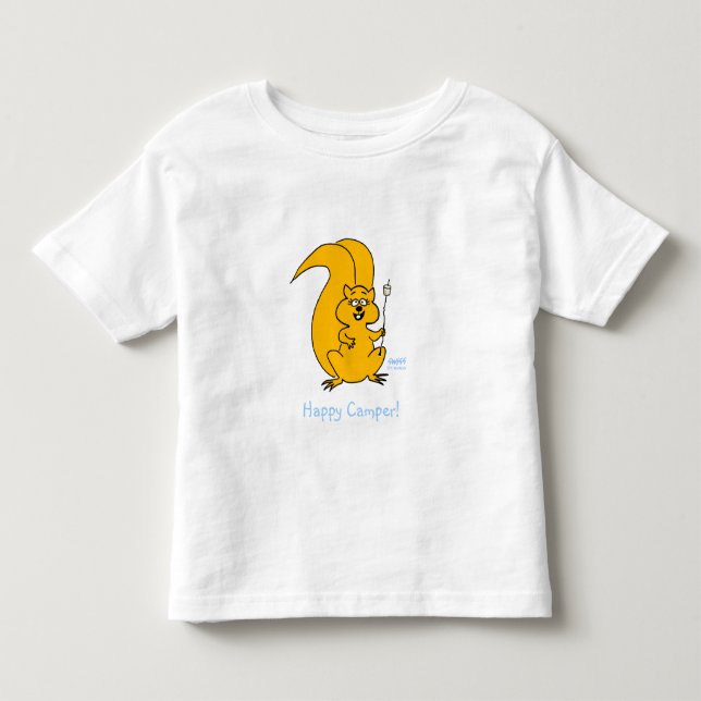 Cute Tecknad Squirrel Lycklig Camper Marshmallow Tröja (Framsida)