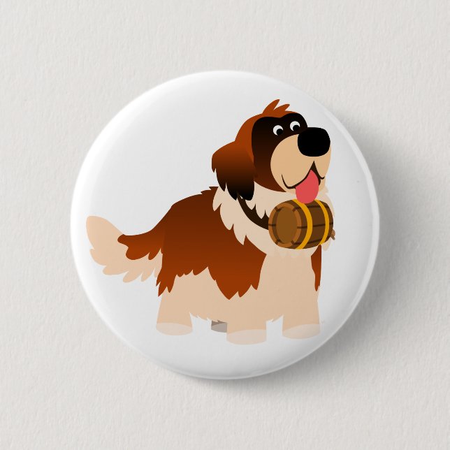 Cute Tecknad St Bernard Button Badge Knapp (Framsida)
