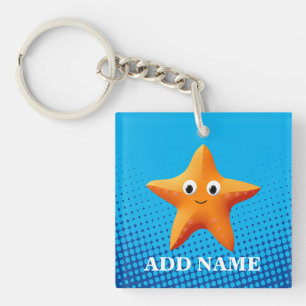 Cute Tecknad Starfish Blue Ocean