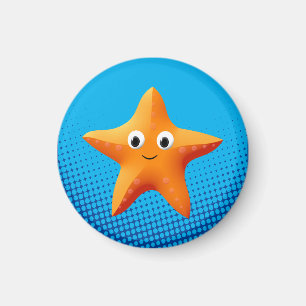 Cute Tecknad Starfish Blue Ocean Magnet