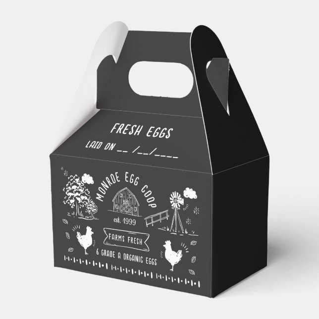 Cute Tecknad Stil Doodle Rustic Egg Carton Presentaskar (Framsidan Sidan)