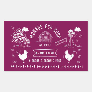 Cute Tecknad Stil Doodle Rustic Egg Carton Rektangulärt Klistermärke