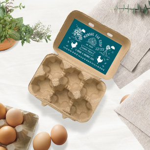 Cute Tecknad Stil Doodle Rustic Egg Carton Rektangulärt Klistermärke