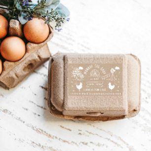 Cute Tecknad Stil Doodle Rustic Egg Carton Rektangulärt Klistermärke