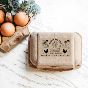 Cute Tecknad Stil Doodle Rustic Egg Carton Rektangulärt Klistermärke