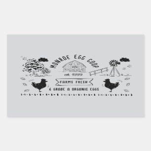 Cute Tecknad Stil Doodle Rustic Egg Carton Rektangulärt Klistermärke