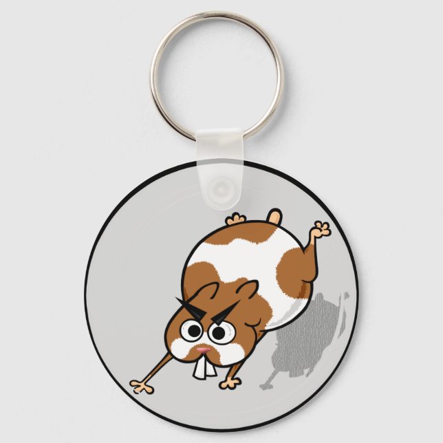 CUTE TECKNAD STIL HAMSTER ROUND NYCKELRING (Framsida)