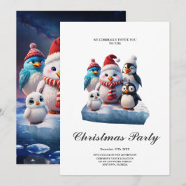 Cute tecknad stil penguinskompisar. inbjudningar