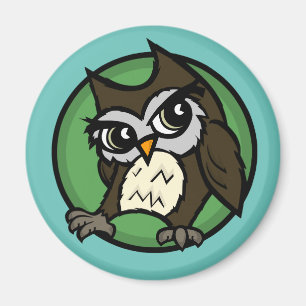CUTE TECKNAD STIL UGGLA ROUND MAGNET