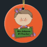 Cute Tecknad Student Holding Chalkboard #1 Lärare Julgransprydnad Keramik<br><div class="desc">Cute Tecknad Student Holding Chalkboard #1 Lärare Byt ut text med egen eller egen använda "Anpassa den" om du vill ändra typsnittets bakgrund färg och annat..</div>