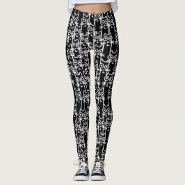 Cute Tecknad Svarta katter Collage Leggings